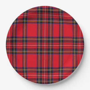 Royal Stewart tartan red black plaid Paper Plates