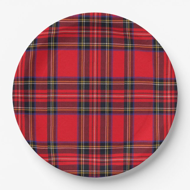 Royal Stewart tartan red black plaid Paper Plates (Front)