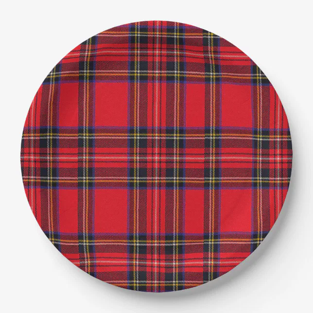 Royal Stewart Tartan Red Black Plaid Paper Plates 