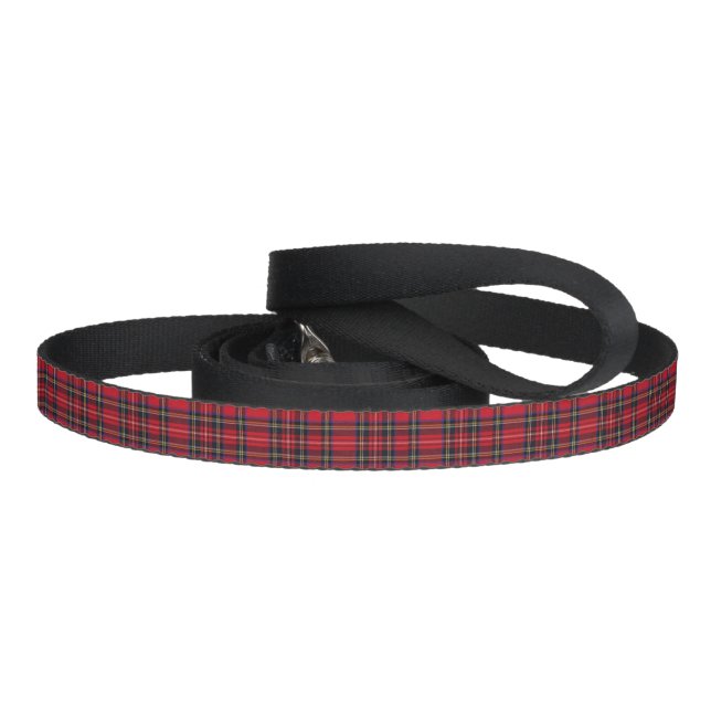 Royal Stewart tartan red black plaid Pet Leash (Handle)