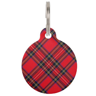 Royal Stewart tartan red black plaid Pet Name Tag