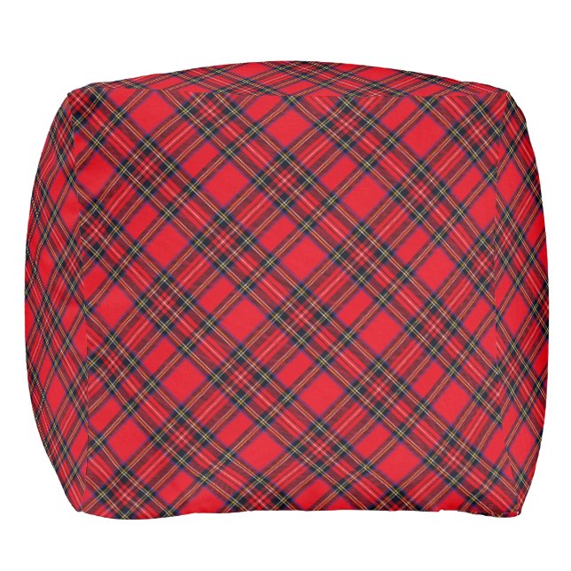 Royal Stewart tartan red black plaid Pouf (Front)