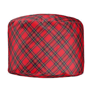 Royal Stewart tartan red black plaid Pouf