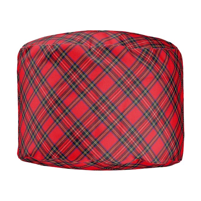 Royal Stewart tartan red black plaid Pouf (Front)