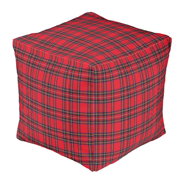 Royal Stewart tartan red black plaid Pouf (Angled Front)