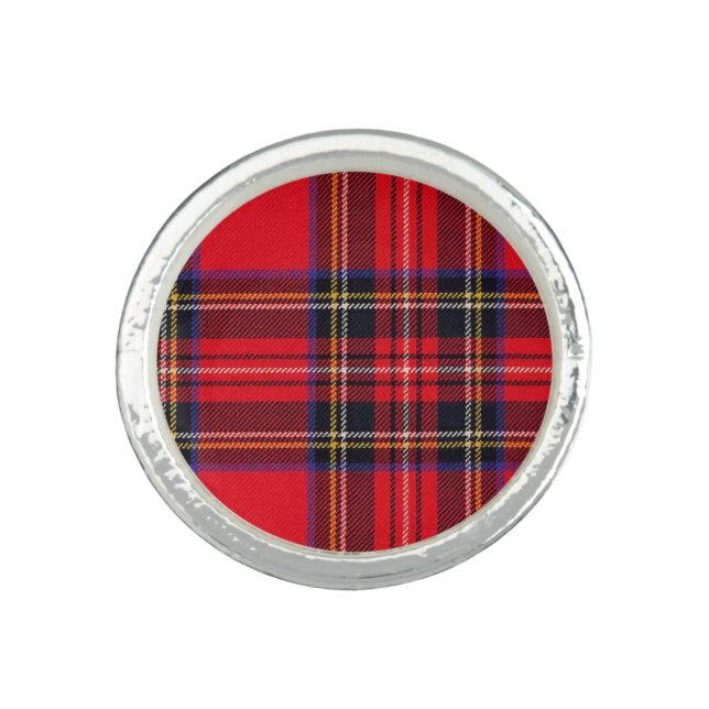 Royal Stewart tartan red black plaid Ring (Front)