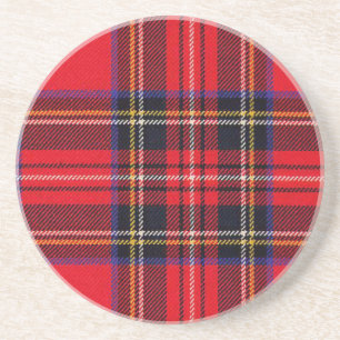 Royal Stewart tartan red black plaid Sandstone Coaster