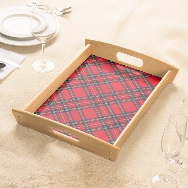 Royal Stewart tartan red black plaid Serving Tray (Front)
