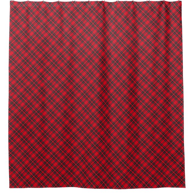 Royal Stewart tartan red black plaid Shower Curtain (Front)