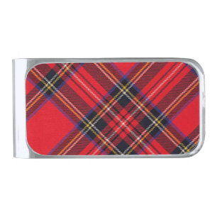 Royal Stewart tartan red black plaid Silver Finish Money Clip