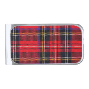 Royal Stewart tartan red black plaid Silver Finish Money Clip