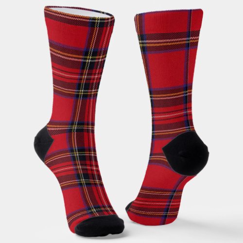 Royal Stewart tartan red black plaid Socks