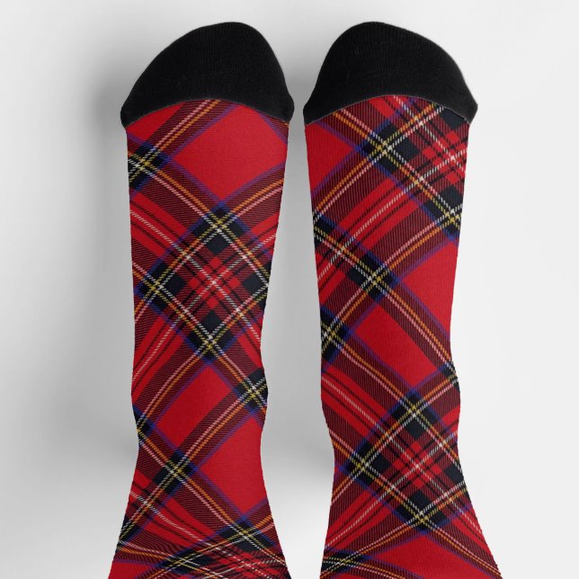 Royal Stewart tartan red black plaid Socks (Top)