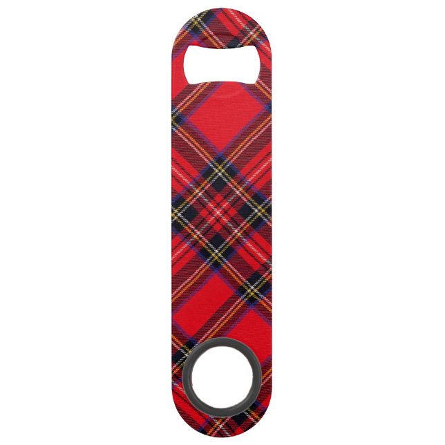 Royal Stewart tartan red black plaid Speed Bottle Opener (Front)
