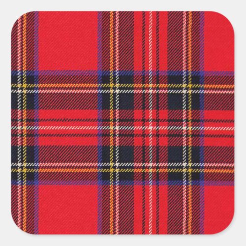 Royal Stewart tartan red black plaid Square Sticker