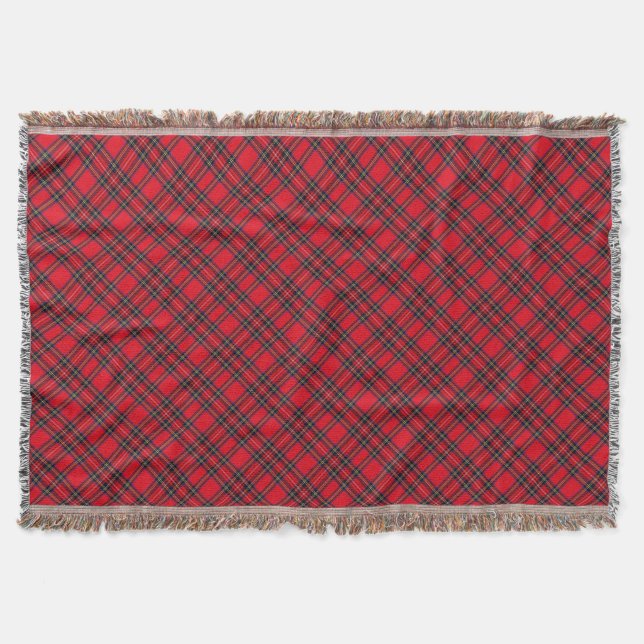 Royal Stewart tartan red black plaid Throw Blanket (Front)