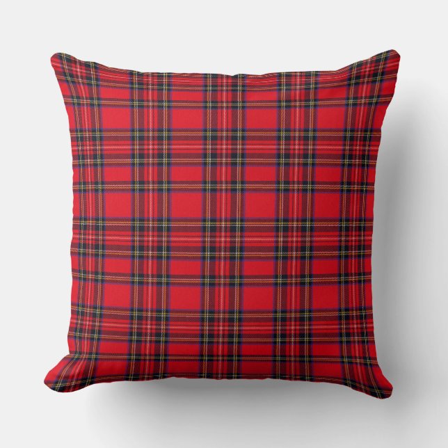 Royal Stewart tartan red black plaid Throw Pillow (Front)