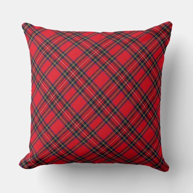 Royal Stewart tartan red black plaid Throw Pillow (Front)
