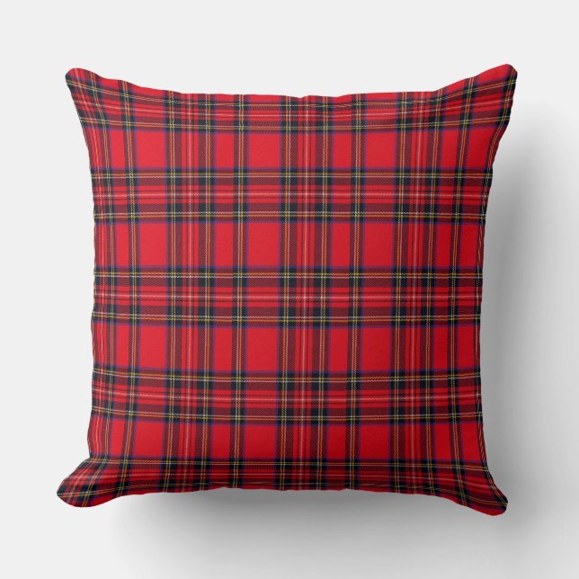 Royal Stewart tartan red black plaid Throw Pillow (Front)