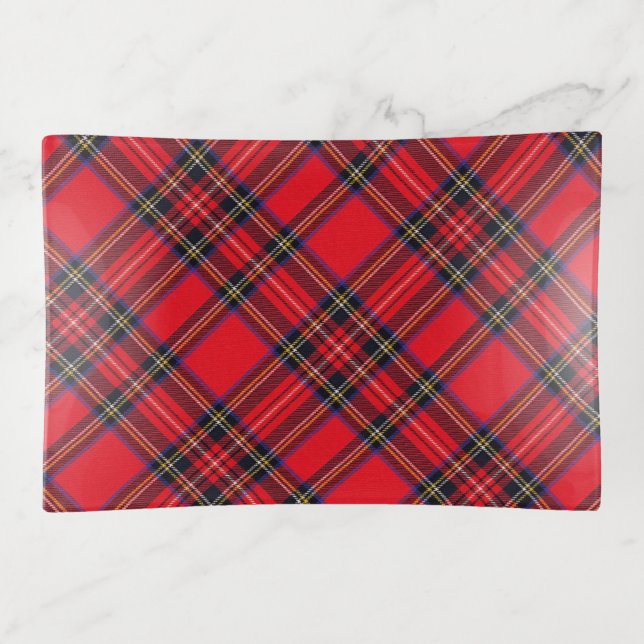 Royal Stewart tartan red black plaid Trinket Tray (Front)