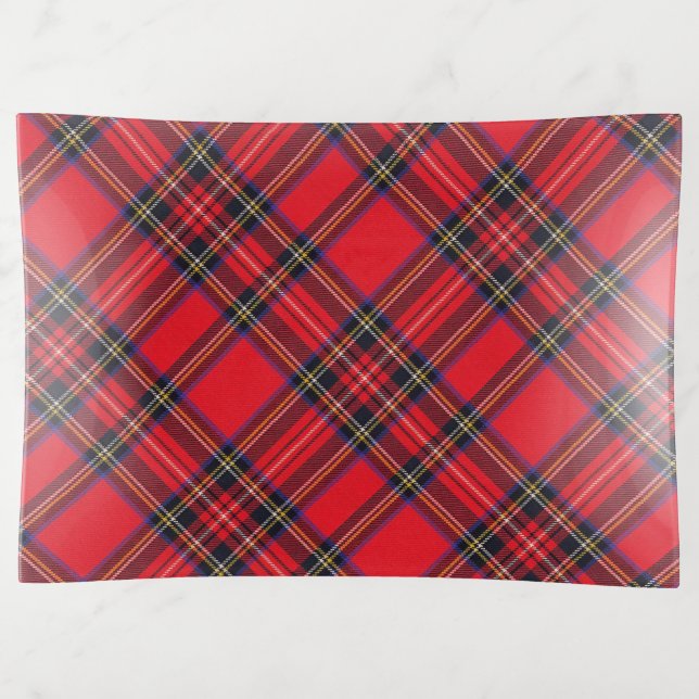 Royal Stewart tartan red black plaid Trinket Tray (Front)