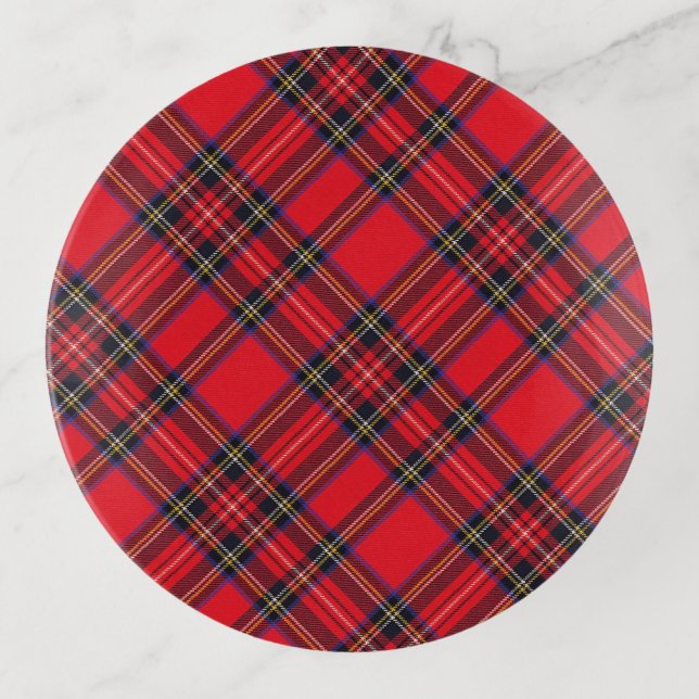 Royal Stewart tartan red black plaid Trinket Tray (Front)