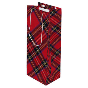 Royal Stewart tartan red black plaid Wine Gift Bag