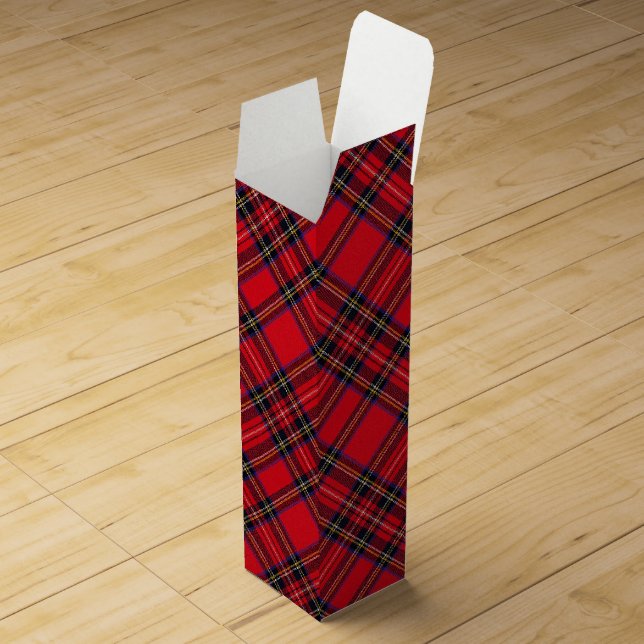 Royal Stewart tartan red black plaid Wine Gift Box (Opened)