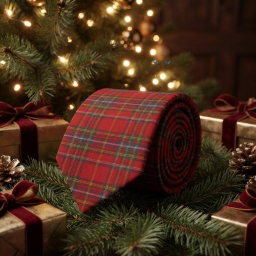 Royal Stewart Tartan Red Gold Scottish Plaid Neck Tie