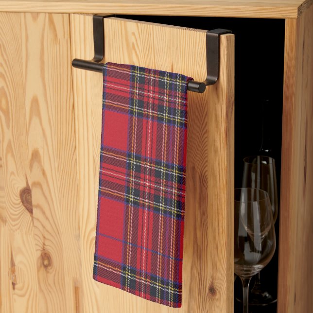 Royal Stewart Tartan Red Plaid Kitchen Towel (Thirds Fold)