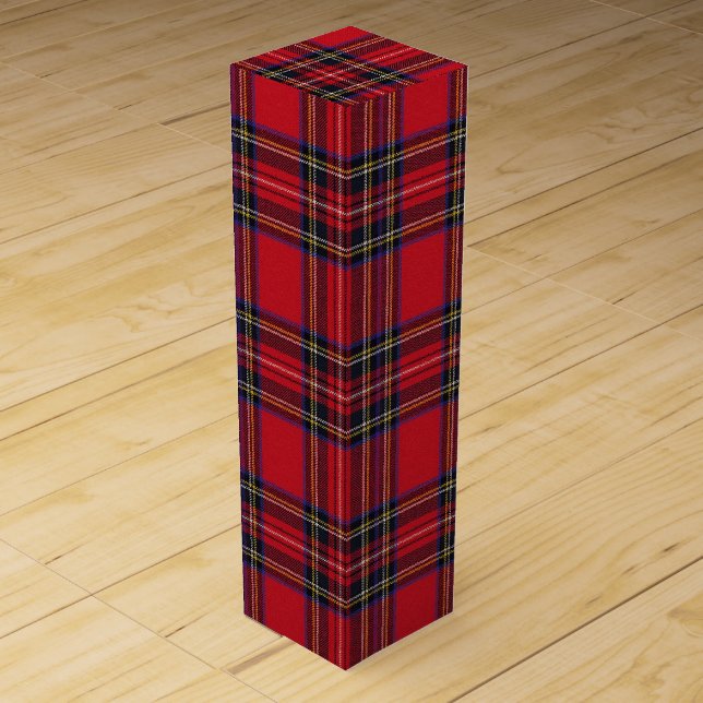 Royal Stewart Tartan Red Plaid Wine Box (Front)
