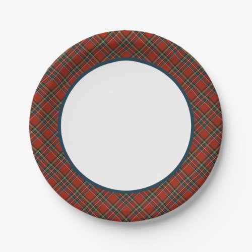 Royal Stewart Tartan Red Scottish Plaid Border Paper Plates