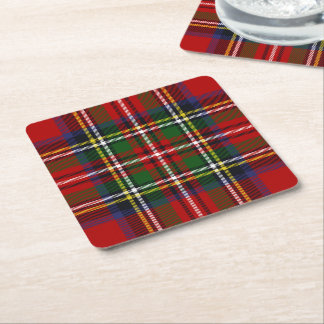 Royal Stewart Tartan Square Paper Coaster