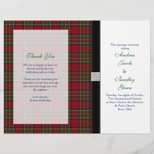 royal stewart tartan wedding program cover zazzle com