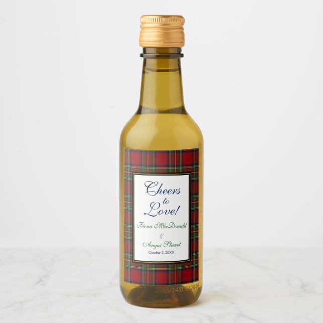Royal Stewart Tartan Wedding Save Date Favor Wine Label (Front)