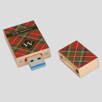 Royal Stewart Tartan Wood Flash Drive