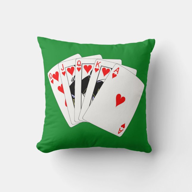 Royal Straight Flush Throw Pillow (Front)