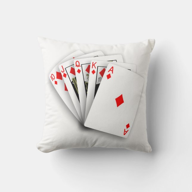 Royal Straight Flush Throw Pillow (Front)