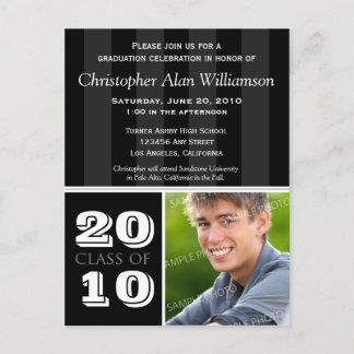 Royal Stripes Graduation Announcement (black)