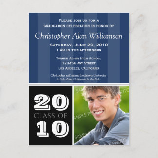 Royal Stripes Graduation Announcement (navy)