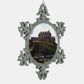 Royal Stuart Scottish Clan Castle Scotland Photo  Snowflake Pewter Christmas Ornament (Left)