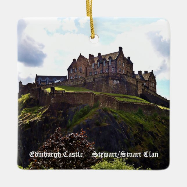 Royal Stuart Scottish Clan Edinburgh Castle Xmas Ceramic Ornament (Front)