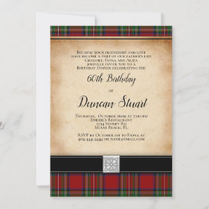 Royal Stuart Tartan 60th Birthday Party Invitation