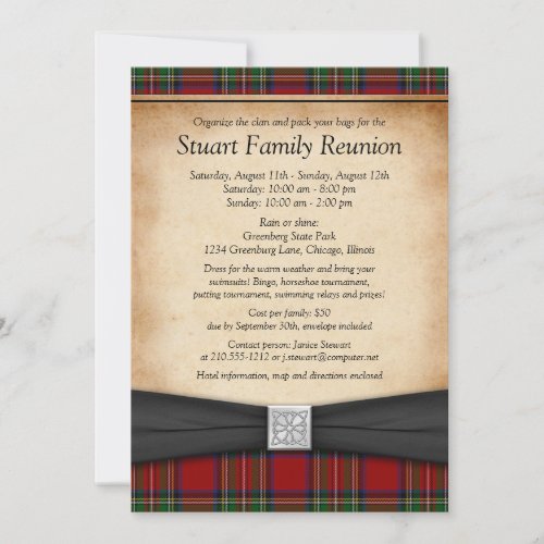 Royal Stuart Tartan Family Reunion Invitation