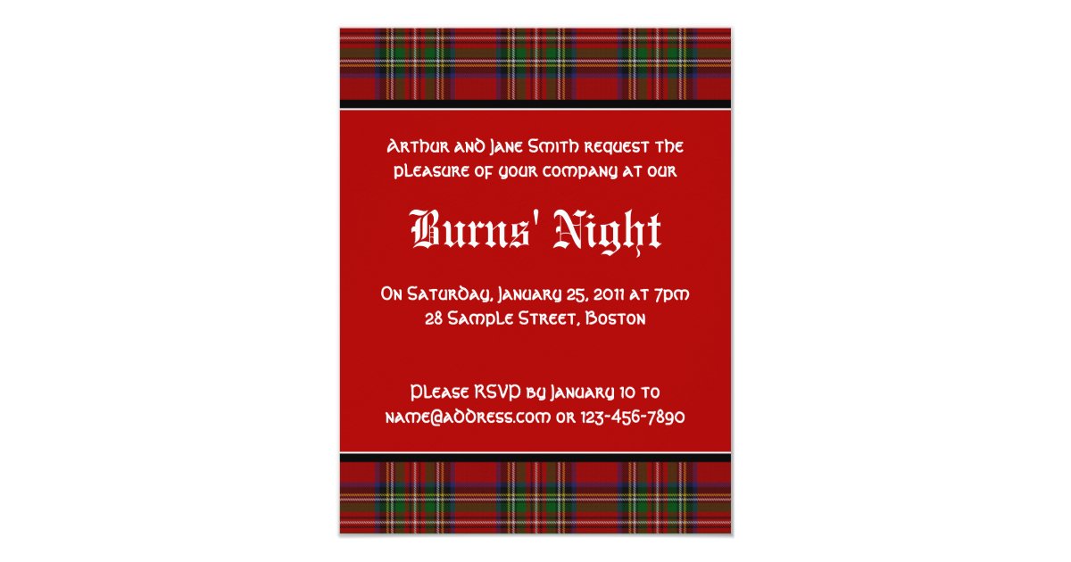 Royal Stuart Tartan Robbie Burns Night Invitation | Zazzle.com