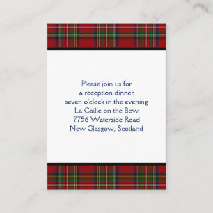Royal Stuart Tartan Wedding Reception Card