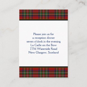 Royal Stuart Tartan Wedding Reception Card by wasootch at Zazzle