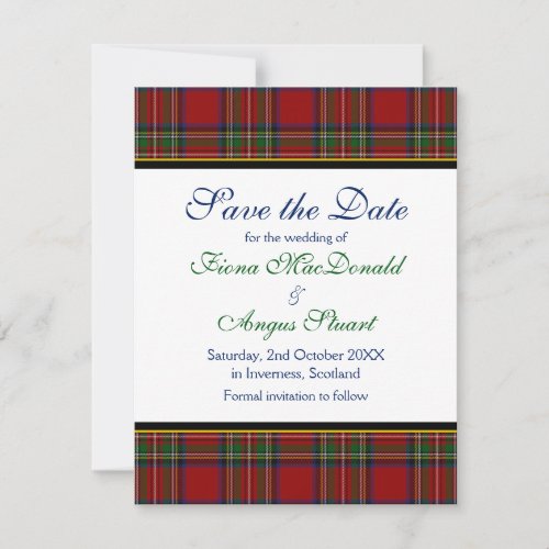 Royal Stuart Tartan Wedding Save the Date Card