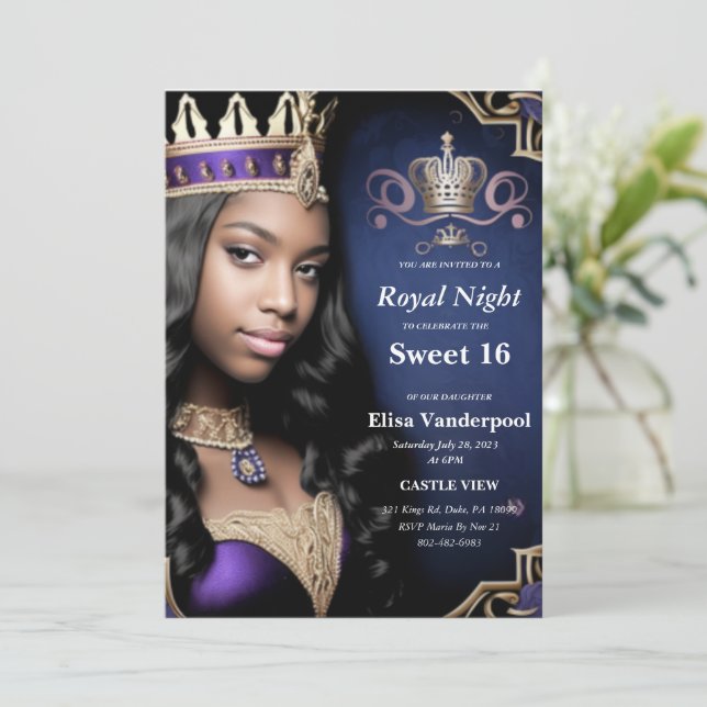 Royal Sweet 16 Invitation (Standing Front)