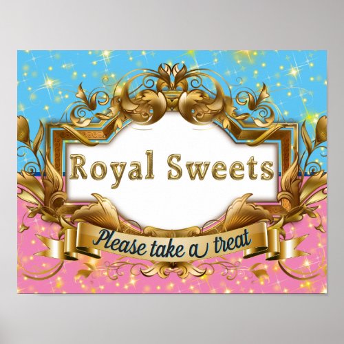 Royal SweetsPink  Blue Gold Glitter Elegant Poster